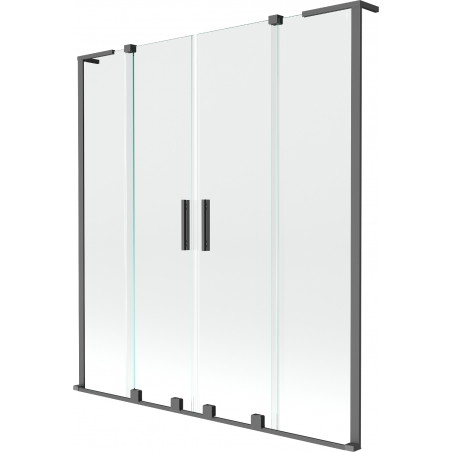 Mexen Velar L Duo vaňová zástenna 2-krídlová posúvna 160 x 150 cm, transparentná, gun metal - 896-160-003-02-95