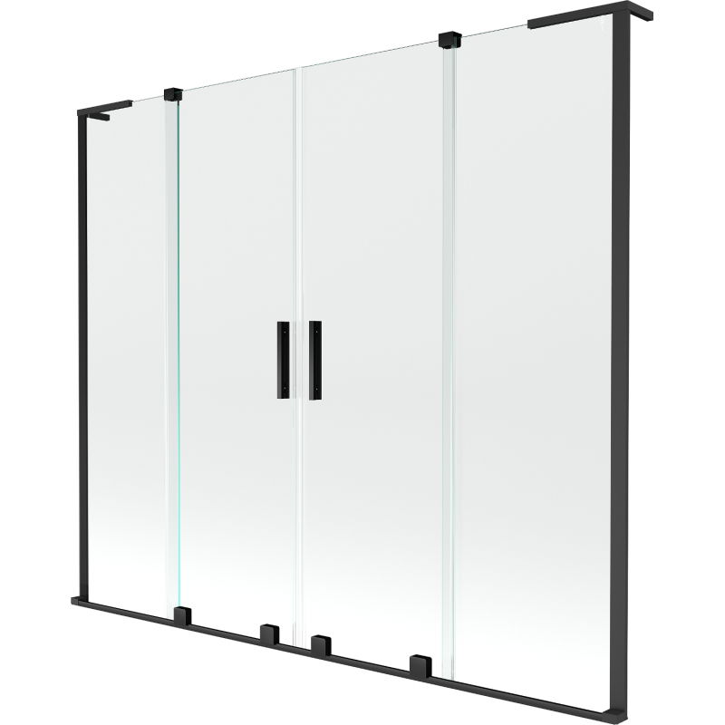Mexen Velar L Duo vaňová zástena 2-krídlová posuvná 170 x 150 cm, transparentná, čierna - 896-170-003-02-70