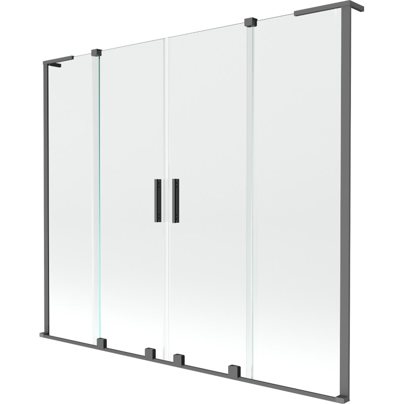 Mexen Velar L Duo vaňová zástena 2-krídlová posuvná 170 x 150 cm, transparentná, gun metal - 896-170-003-02-95