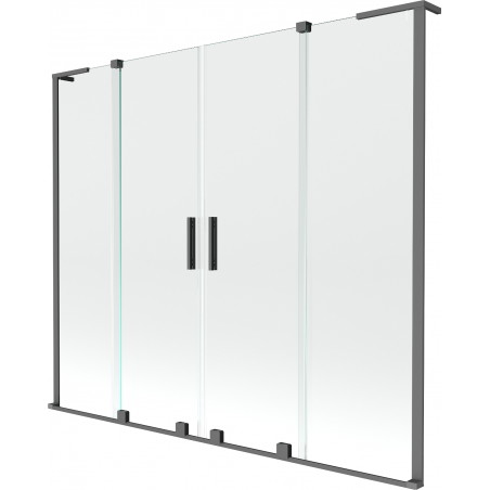 Mexen Velar L Duo vaňová zástena 2-krídlová posuvná 170 x 150 cm, transparentná, gun metal - 896-170-003-02-95