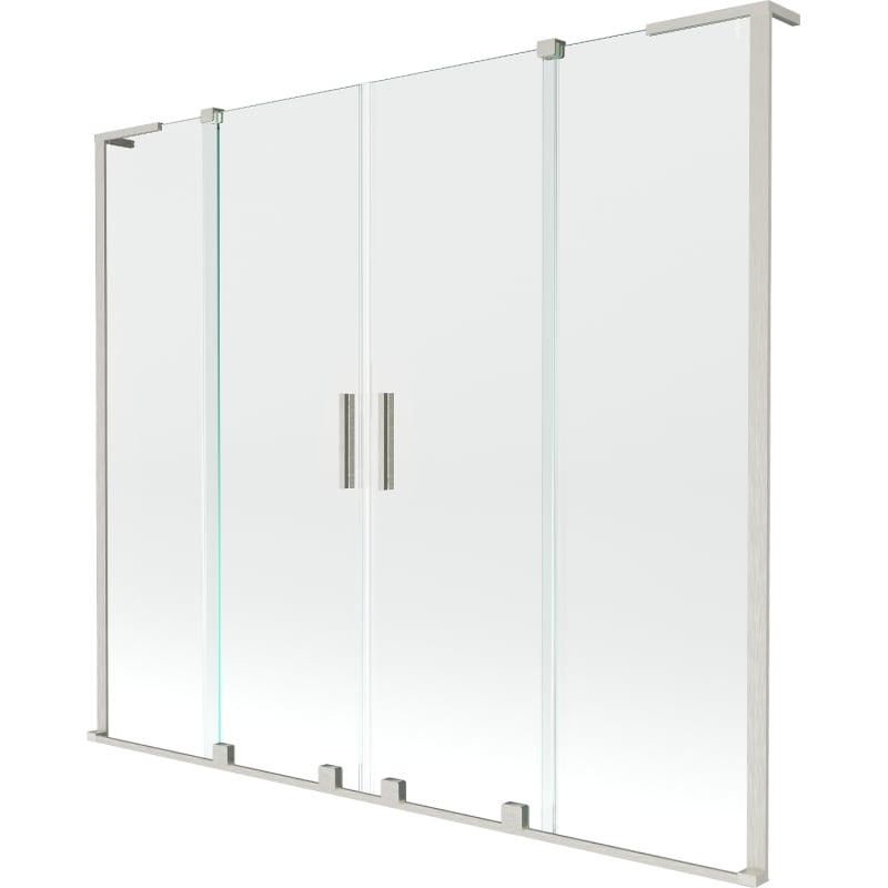 Mexen Velar L Duo vaňová zástenia 2-krídlová zasúvacia 170 x 150 cm, priehľadná, brúsený nikel - 896-170-003-02-97