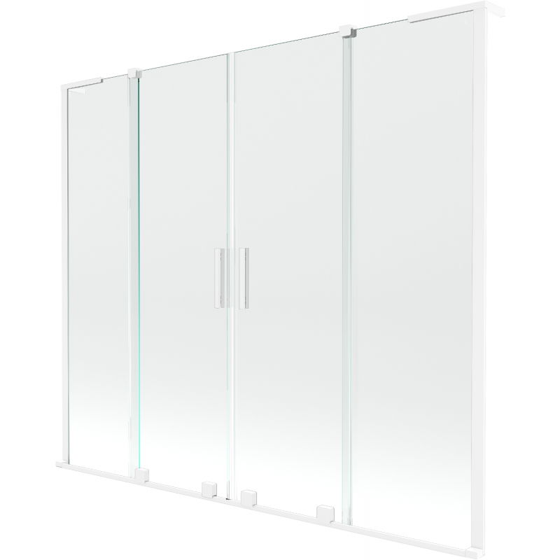Mexen Velar L Duo skladací dvojdverový vaňový paravan 200 x 150 cm, transparentný, biely - 896-200-003-02-20