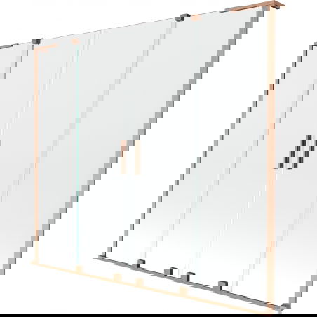 Mexen Velar L Duo paraván na vaňu, 2-krídlový, posuvný, 200 x 150 cm, priehľadný, brúsená meď - 896-200-003-02-65