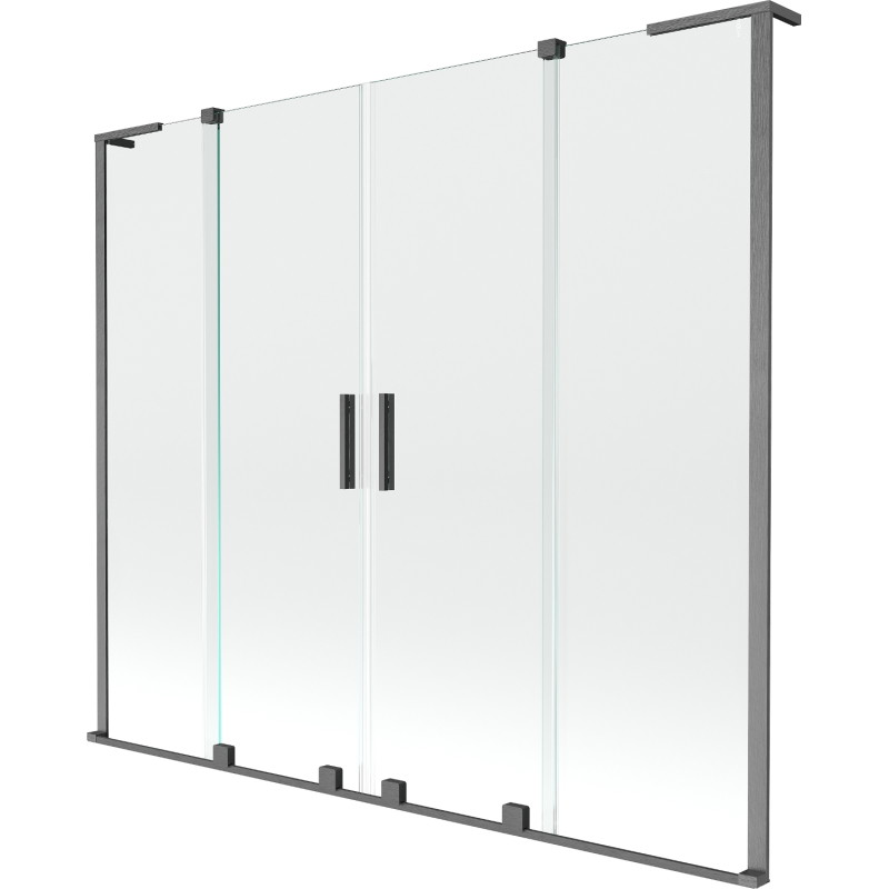 Mexen Velar L Duo vaňová zástena 2-krídlová posuvná 200 x 150 cm, transparentná, matná šedá kartáčovaná