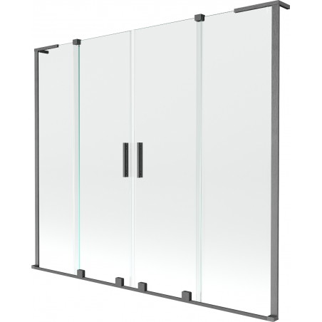Mexen Velar L Duo vaňová zástena 2-krídlová posuvná 200 x 150 cm, transparentná, matná šedá kartáčovaná
