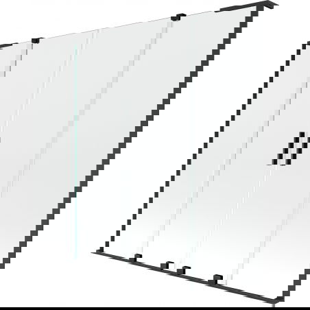 Mexen Velar L Duo dvojkrídlový zasúvací vaňový paraván 200 x 150 cm, transparentný, čierny - 896-200-003-02-70