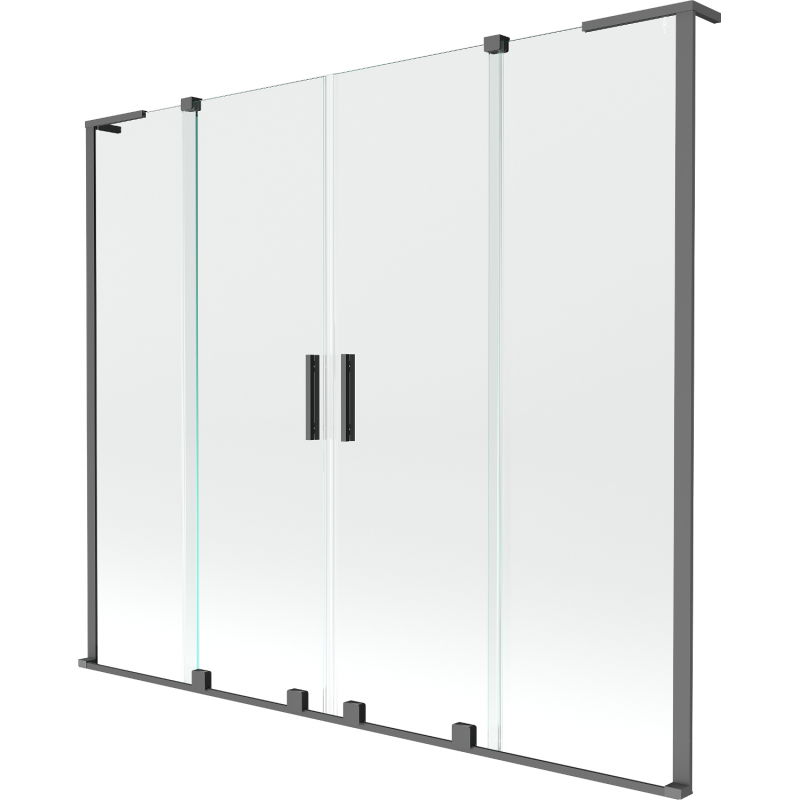 Mexen Velar L Duo sprchový paraván 2-krídlový posuvný 200 x 150 cm, transparentný, gun metal - 896-200-003-02-95