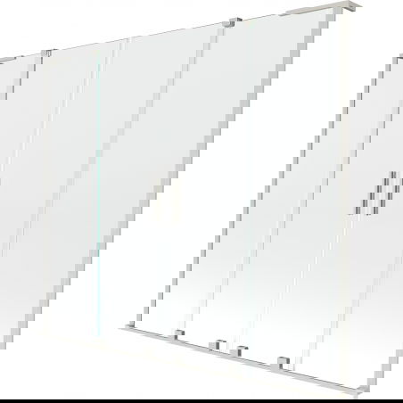 Mexen Velar L Duo sprchová záclona dvojkrídlová posuvná 200 x 150 cm, transparentná, brúsený nikel - 896-200-003-02-97