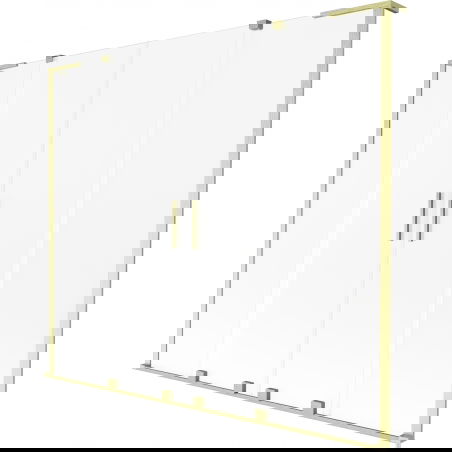 Mexen Velar L Duo vaňová zástena, dvojkrídlová posuvná 200 x 150 cm, matné sklo, kartáčovaná zlatá - 896-200-003-32-55