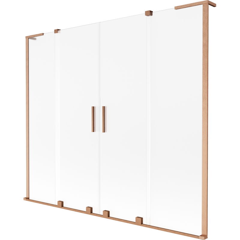 Mexen Velar L Duo dvojkrídlová sprchová stena, posuvná, 200 x 150 cm, námraza, brúsená meď - 896-200-003-32-65