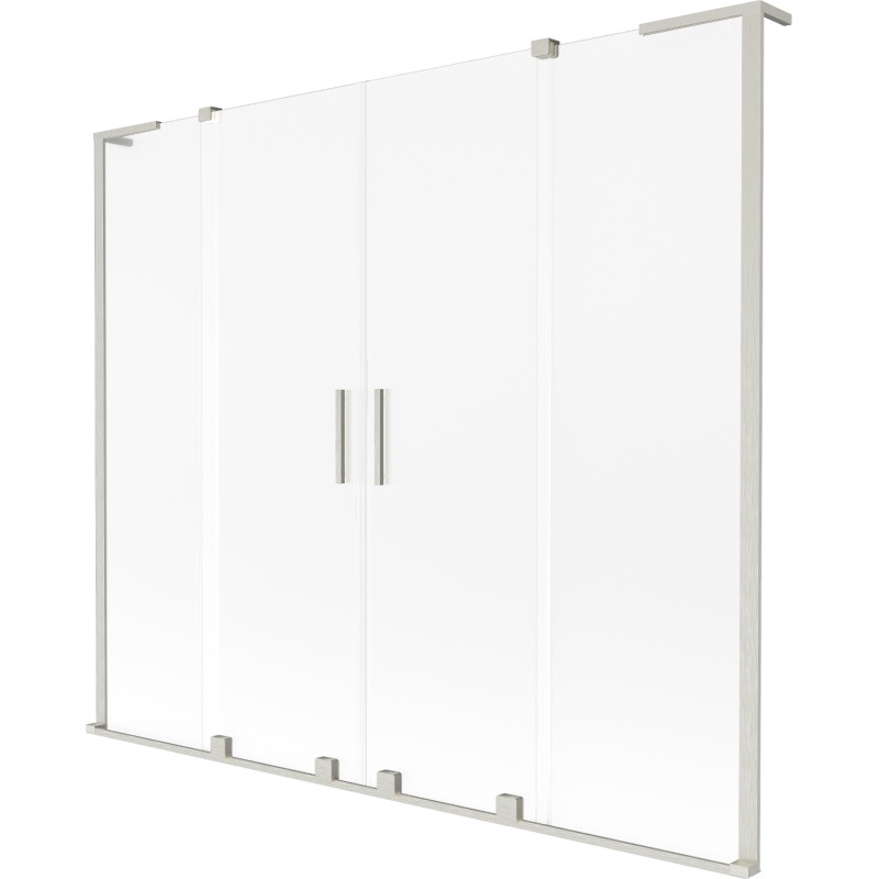 Mexen Velar L Duo vaňový paraván 2-krídlový posuvný 200 x 150 cm, mrazový, kartáčovaný nikel - 896-200-003-32-97