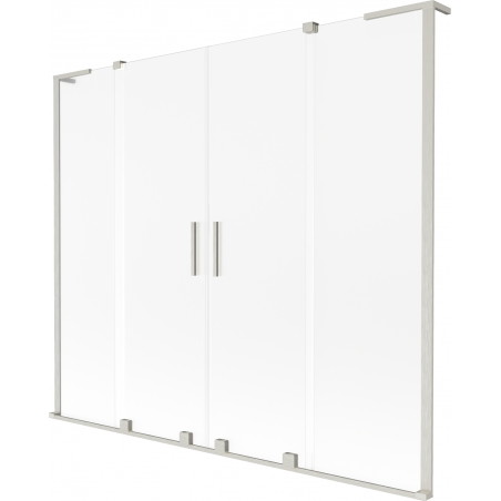 Mexen Velar L Duo vaňový paraván 2-krídlový posuvný 200 x 150 cm, mrazový, kartáčovaný nikel - 896-200-003-32-97