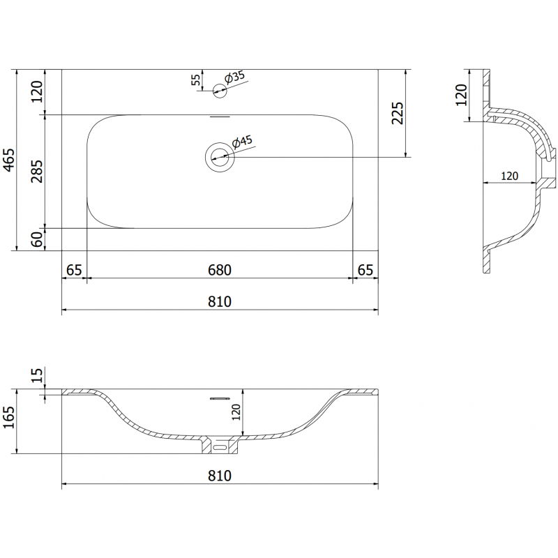 Mexen Vela vstavané umývadlo 81 x 46,5 cm, čierny mat - 25238071