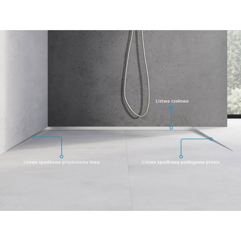 Mexen Line-B podlahová spádová lišta 120 cm pravá, inox - 181001120R