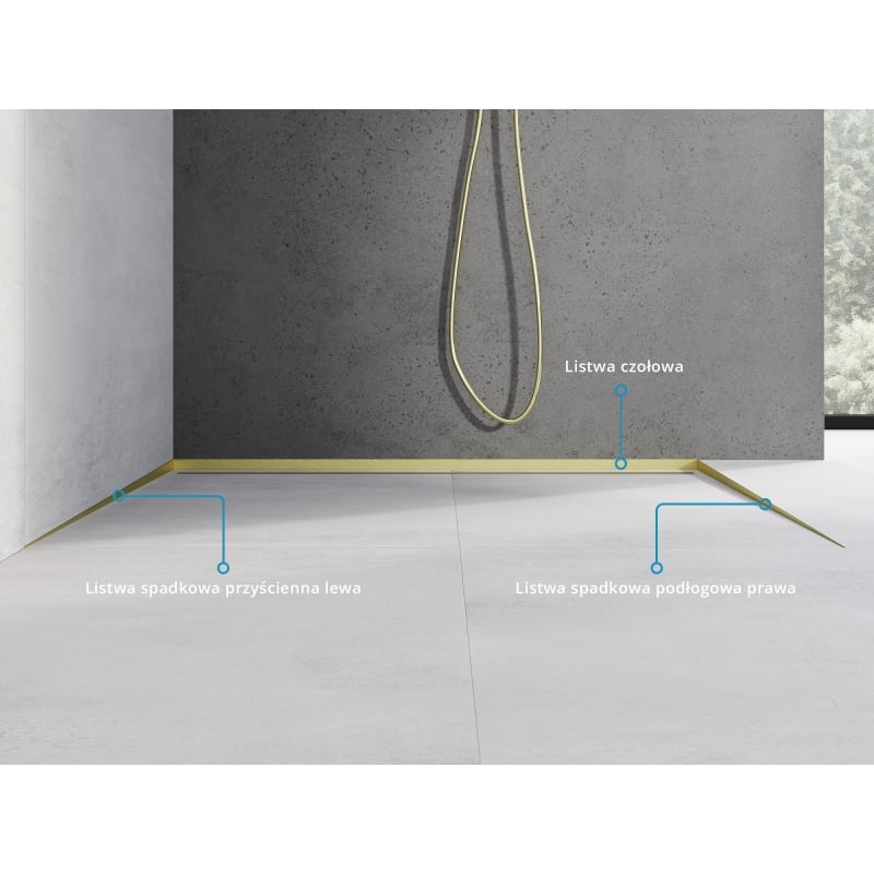 Mexen Line-B podlahová spádová lišta 120 cm pravá, zlatá kartáčovaná - 185501120R