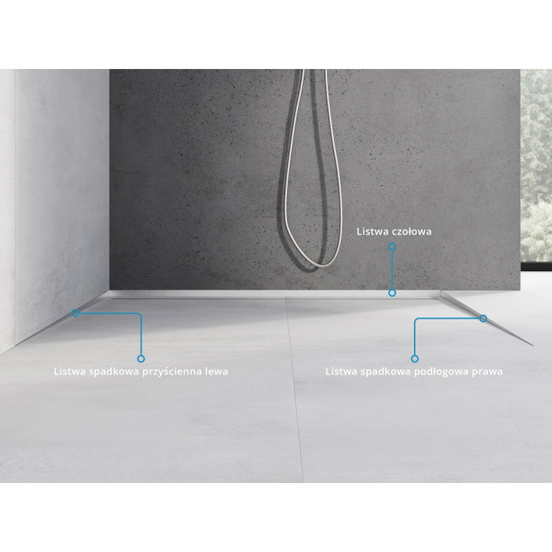 Mexen Line-B podlahová lišta so sklonom 180 cm pravá, inox - 181001180R