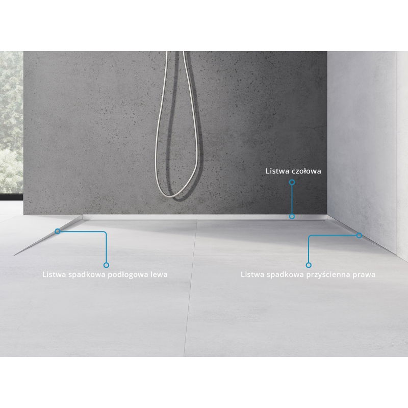 Mexen Line-B podlahová sklonová lišta 120 cm ľavá, inox - 181001120L