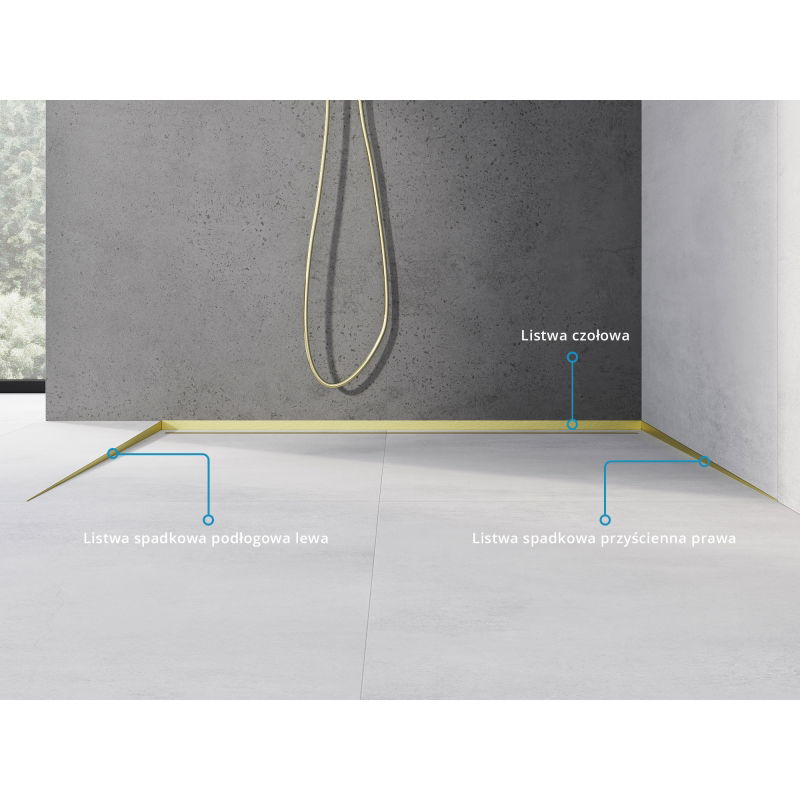 Mexen Line-B lišta sklonová podlahová 120 cm ľavá, zlatá brúsená - 185501120L