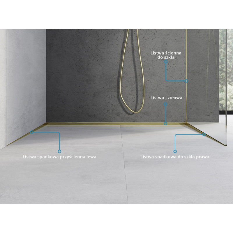 Mexen Line-B lišty spádové stenové 120 cm ľavé, zlaté - 185002120L