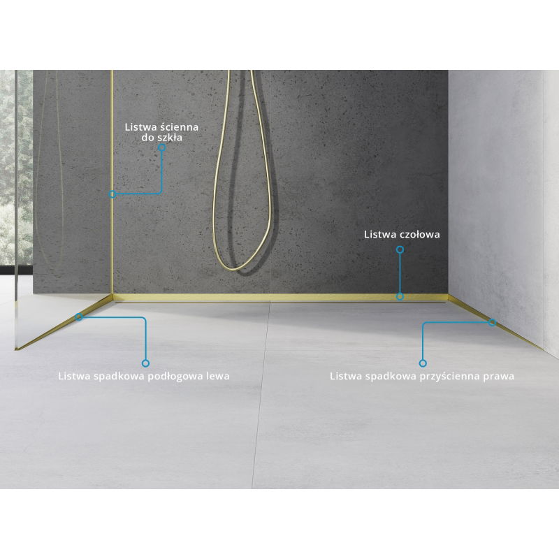 Mexen Line-B stenová spádová lišta 120 cm pravá, zlatá kartáčovaná - 185502120R