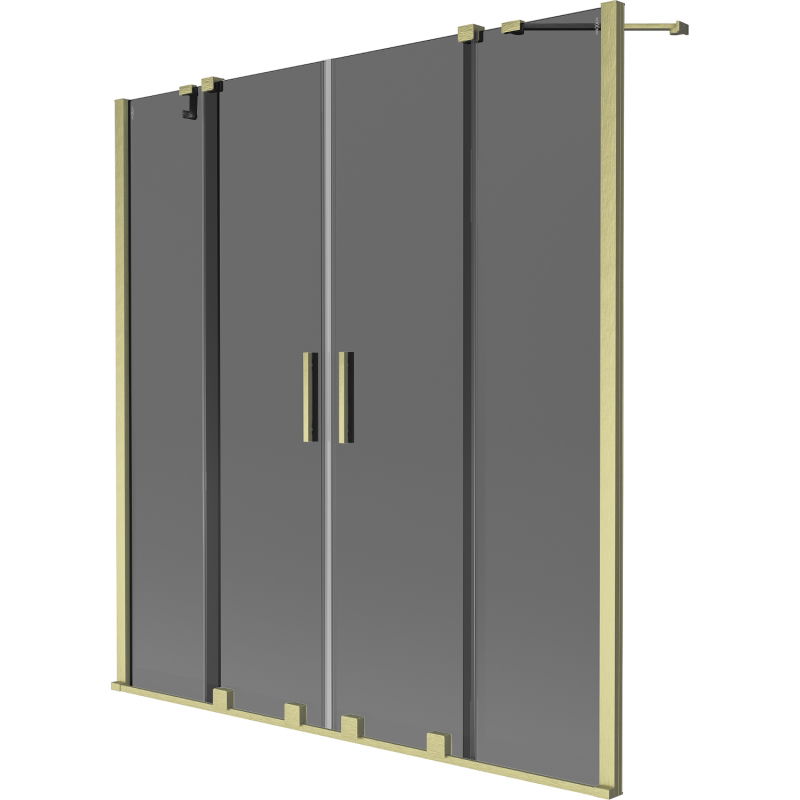 Mexen Velar Duo paraván na vaňu 2-krídlový posuvný 140 x 150 cm, grafit, zlatý brúsený - 896-140-000-42-55