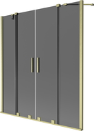 Mexen Velar Duo paraván na vaňu 2-krídlový posuvný 140 x 150 cm, grafit, zlatý brúsený - 896-140-000-42-55