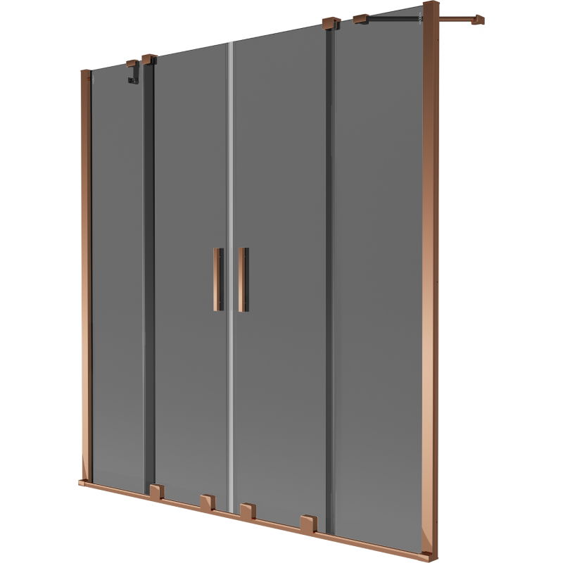 Mexen Velar Duo vaňová zástena, dvojdielna posuvná, 140 x 150 cm, grafitová, ružové zlato - 896-140-000-42-60