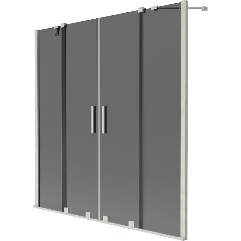Mexen Velar Duo dvojkrídlový posuvný vaňový paraván 140 x 150 cm, grafitový, kartáčovaný nikel - 896-140-000-42-97