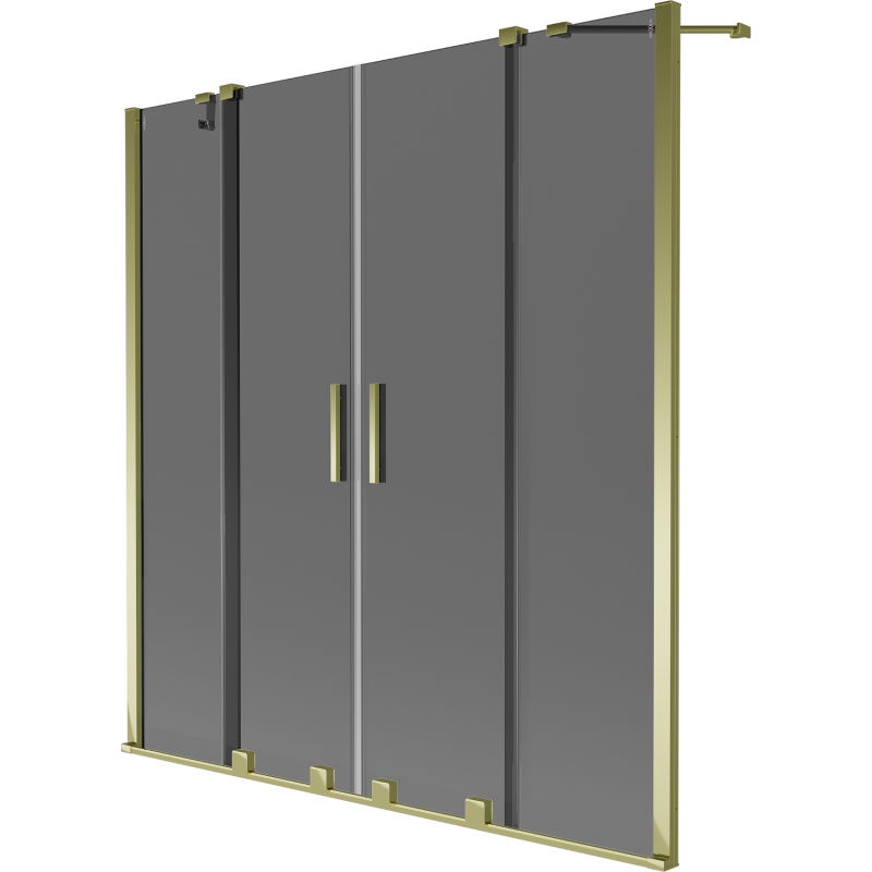Mexen Velar Duo vaňový paraván 2-krídlový posuvný 160 x 150 cm, grafit, zlatý - 896-160-000-42-50