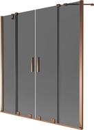 Mexen Velar Duo vaňová zástena 2-krídlová posuvná 160 x 150 cm, grafit, ružové zlato - 896-160-000-42-60