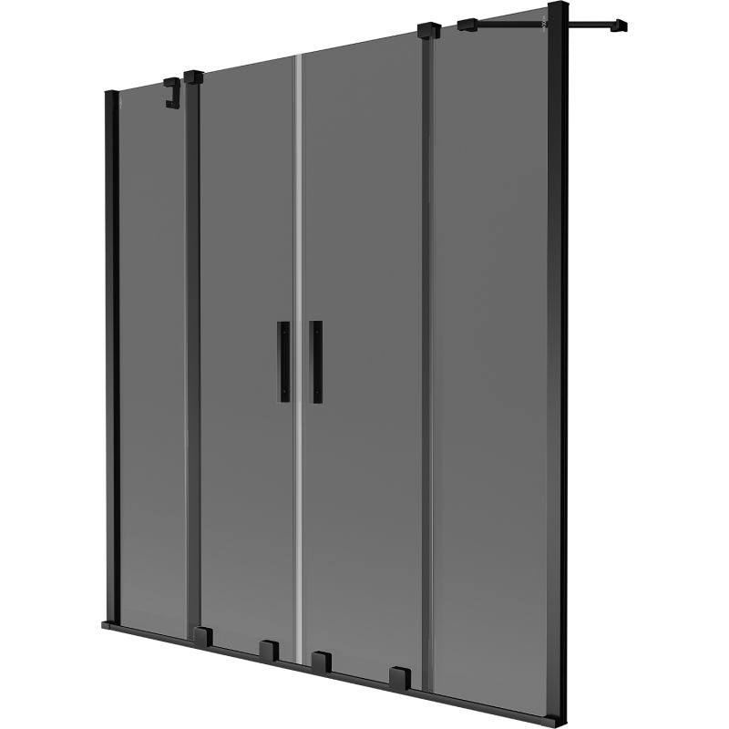 Mexen Velar Duo dvojkrídlová vaňová zástena, posuvná 160 x 150 cm, grafitová, čierna - 896-160-000-42-70