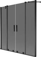 Mexen Velar Duo dvojkrídlová vaňová zástena, posuvná 160 x 150 cm, grafitová, čierna - 896-160-000-42-70