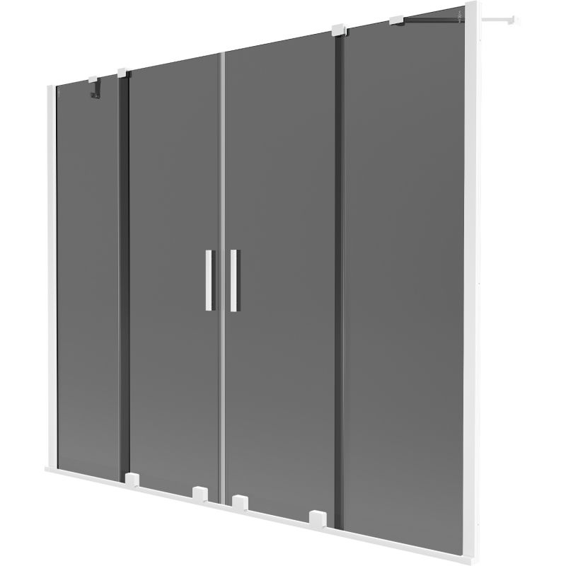 Mexen Velar Duo dvojkrídlová zasúvacia vaňová zástena 170 x 150 cm, grafit, biela - 896-170-000-42-20