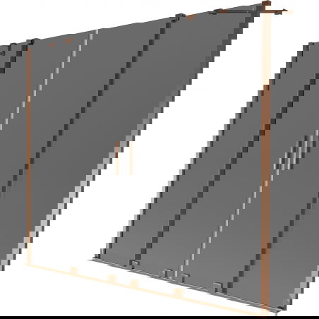 Mexen Velar Duo vaňová zástena 2-krídlová zasúvacia 170 x 150 cm, grafitová, ružové zlato - 896-170-000-42-60