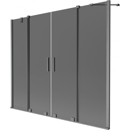 Mexen Velar Duo dvojkrídlová vaňová zástena, posuvná 170 x 150 cm, grafit, brúsená gun gray - 896-170-000-42-66