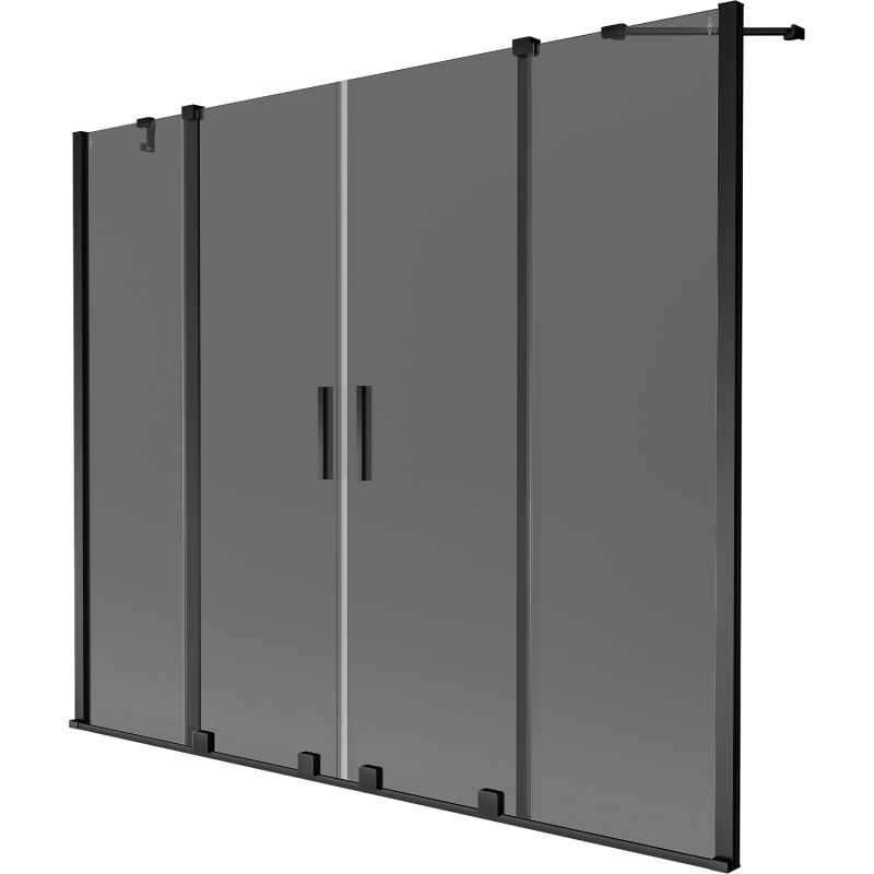 Mexen Velar Duo vaňová zástena 2-krídlová posuvná 170 x 150 cm, grafitová, čierna - 896-170-000-42-70