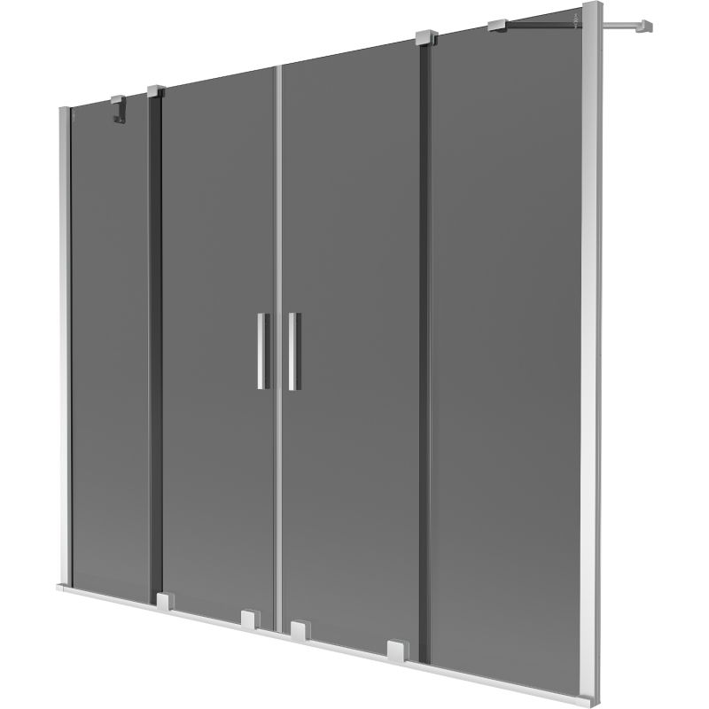 Mexen Velar Duo dvojkrídlová vaňová zástena posuvná 200 x 150 cm, grafit, chróm - 896-200-000-42-01