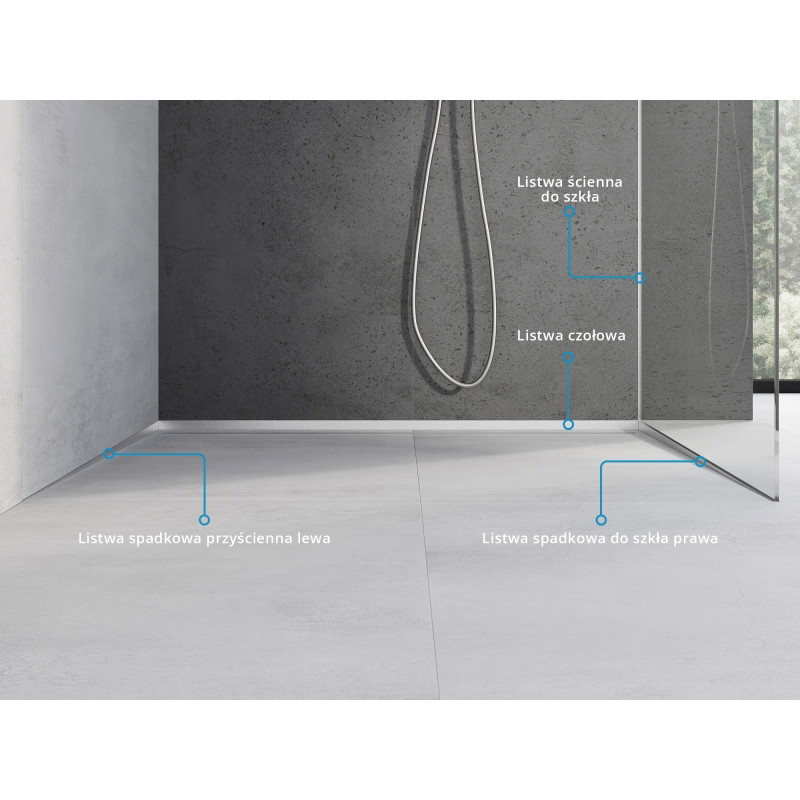 Mexen Line-B spádová lišta na sklo 120 cm pravá, inox - 181004120R
