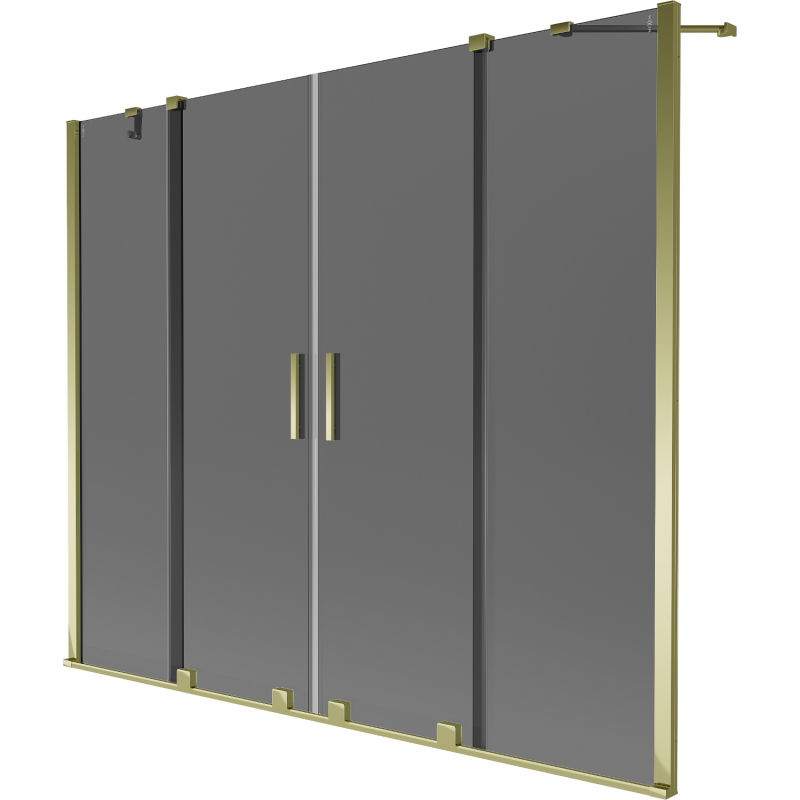Mexen Velar Duo dvojkrídlový posuvný vaňový paraván 200 x 150 cm, grafit, zlatý - 896-200-000-42-50