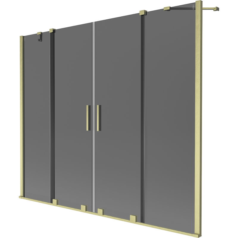 Mexen Velar Duo vaňová zástenka 2-krídlová posuvná 200 x 150 cm, grafit, brúsená zlatá - 896-200-000-42-55