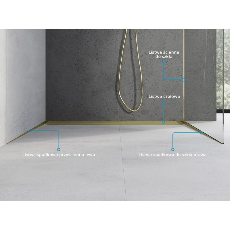 Mexen Line-B spásoná lišta na sklo 180 cm pravá, zlatá - 185004180R
