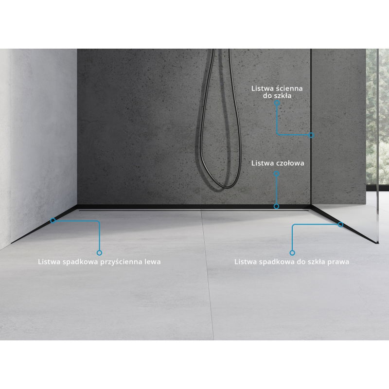 Mexen Line-B sklonková lišta do skla 120 cm pravá, čierna - 187004120R