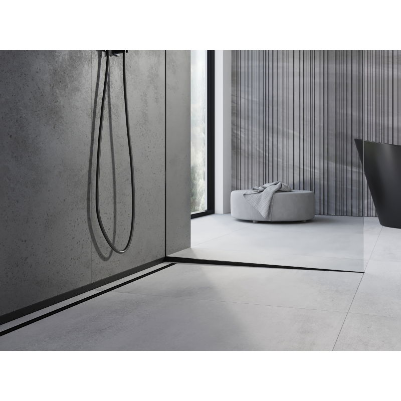 Mexen Line-B spádový profil pre sklo 180 cm pravý, čierny - 187004180R