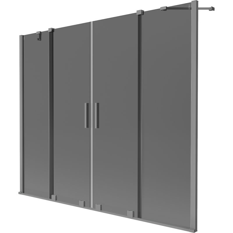 Mexen Velar Duo 2-krídlová vaňová zástena, posuvná 200 x 150 cm, grafitová, gun metal - 896-200-000-42-95