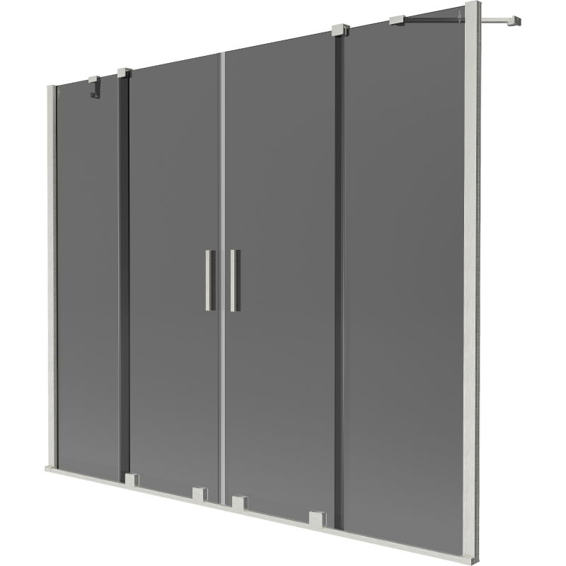 Mexen Velar Duo vaňová zástena 2-krídlová posuvná 200 x 150 cm, grafit, kartáčovaný nikel - 896-200-000-42-97