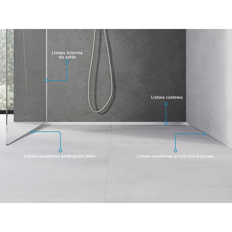 Mexen Line-B odtoková lišta na sklo 120 cm ľavá, inox - 181004120L