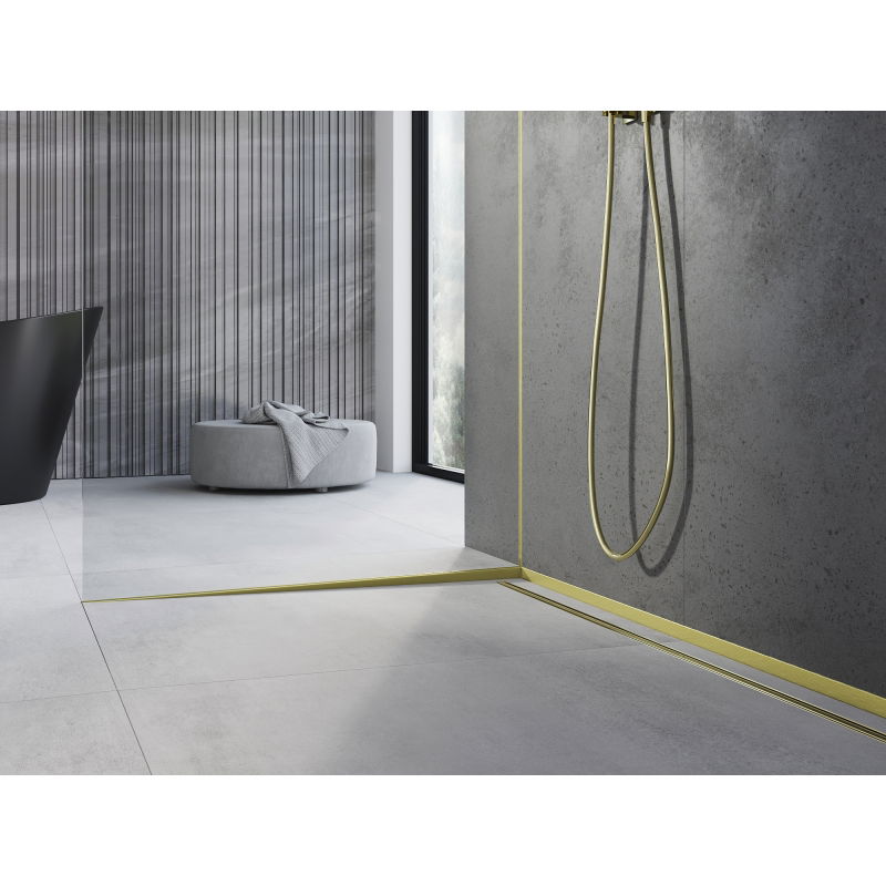 Mexen Line-B lišta spádová na sklo 120 cm ľavá, zlatý kartáč - 185504120L