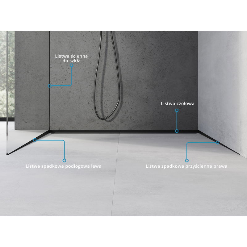Mexen Line-B odkvapový profil na sklo 120 cm ľavý, čierny - 187004120L