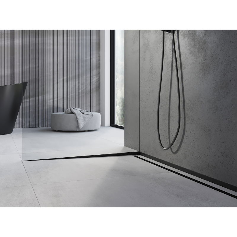 Mexen Line-B spádová lišta na sklo 180 cm ľavá, čierna - 187004180L