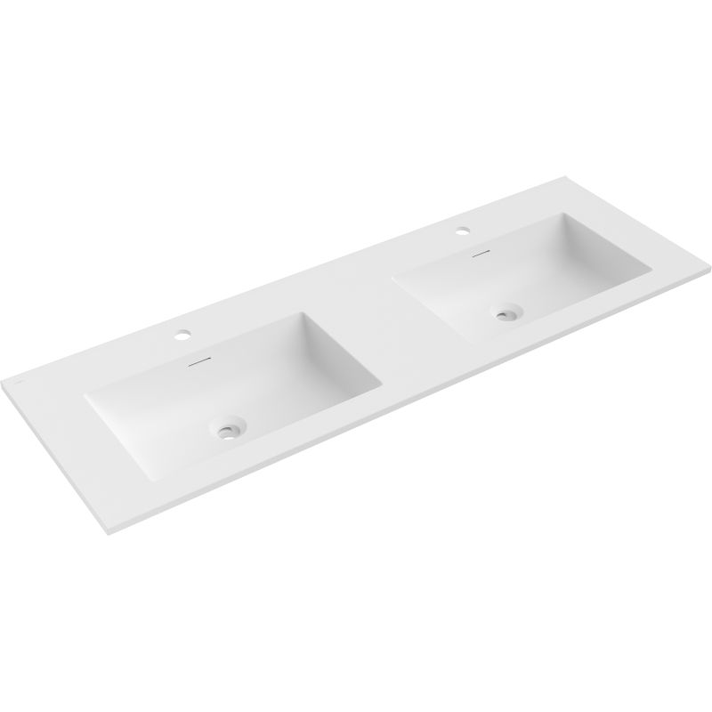 Mexen Otis dvojité umývadlo zapustené do dosky 141 x 46,5 cm, biela matná - 25181401D